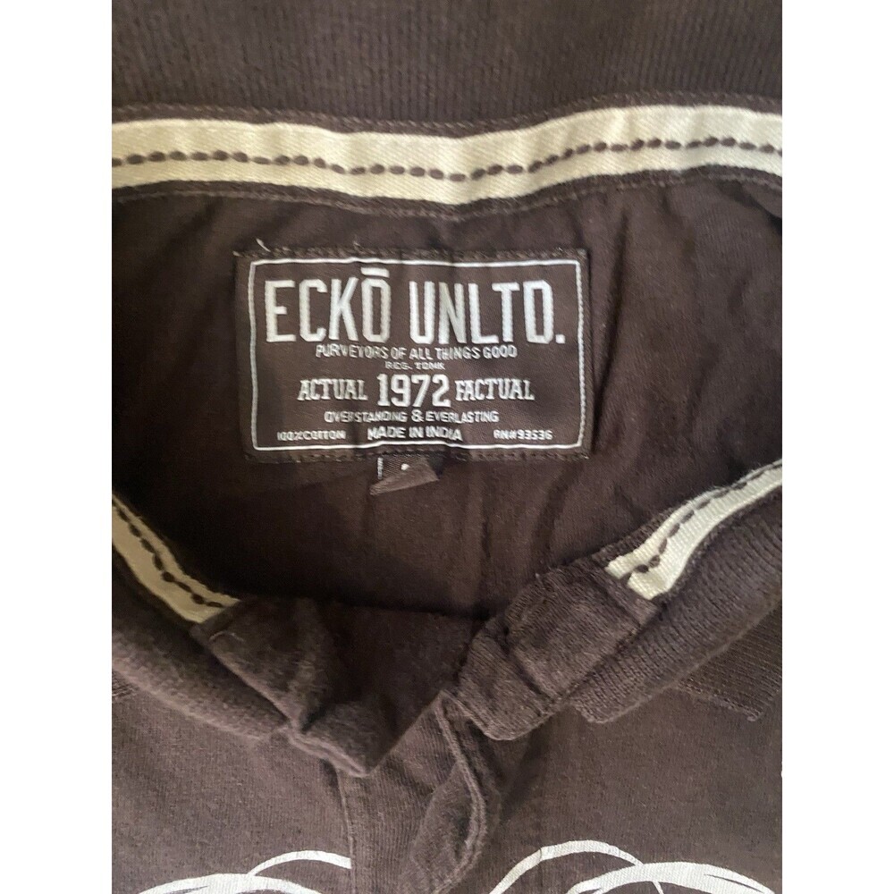 Ecko Unlimited Vintage Y2K Graphic Polo Shirt Chocolate Brown Size Large - Picture 3 of 16